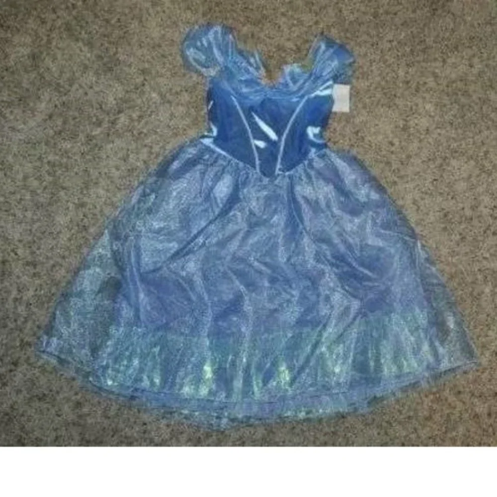 Princess Cinderella Halloween Costume 7/8 Blue Dress & Wig Disney Girls